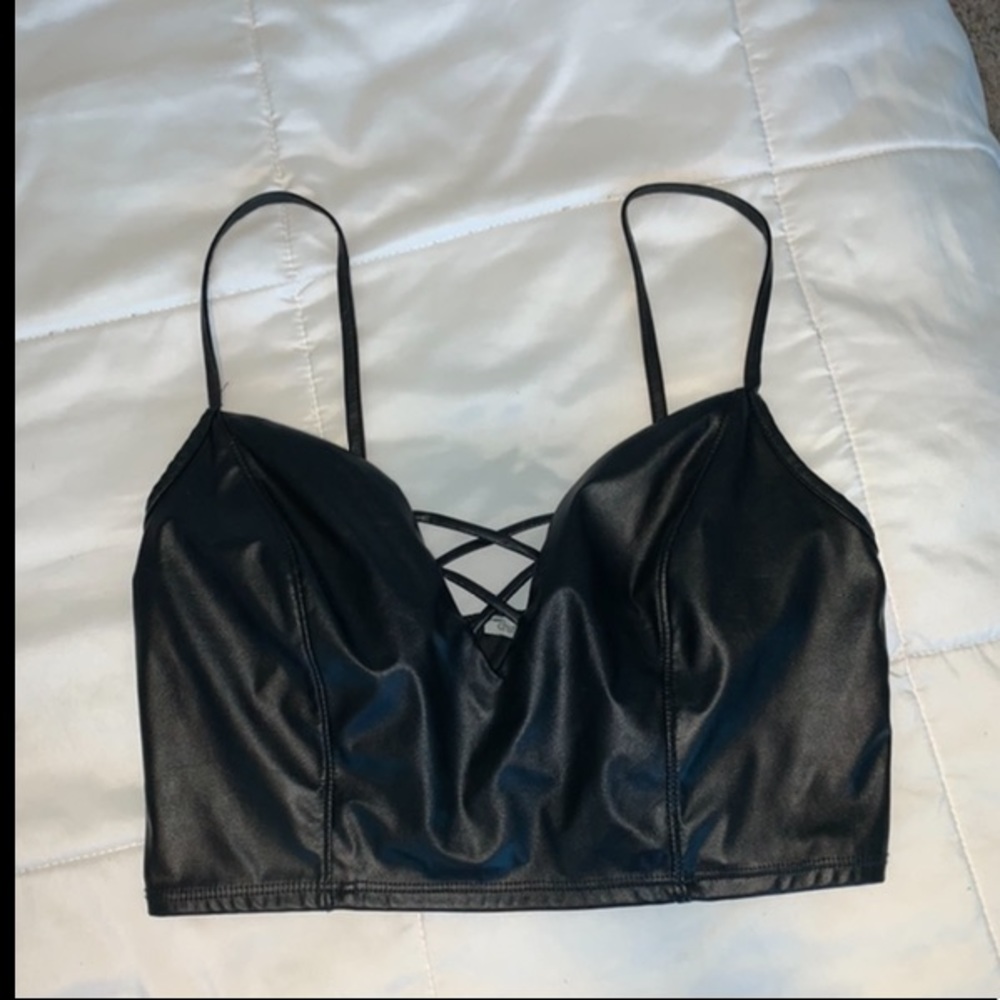Sexy Leather Crop Top
